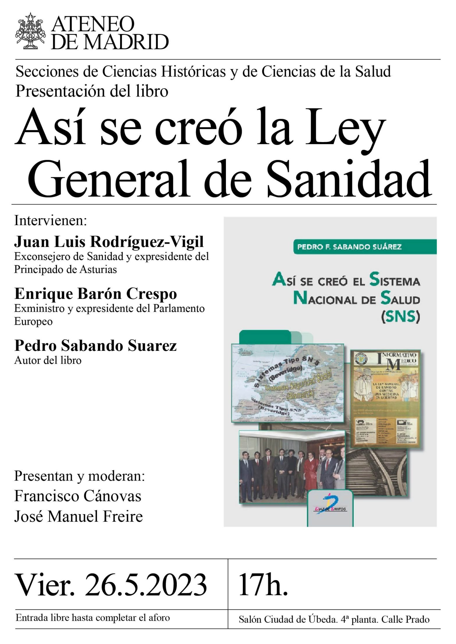 Presentación del libro Así se creó la Ley General de Sanidad Ateneo