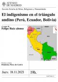 El indigenismo en el triángulo andino (Perú, Ecuador, Bolivia), a cargo de Felipe Ruiz Alonso