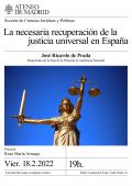 La necesaria recuperación de la justicia universal en España. Interviene José Ricardo de Prada