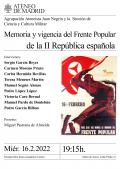 Memoria y vigencia del Frente Popular de la II República española