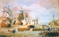 Batalla de Cartagena de Indias en la que Ahedo se destacó por su valor siendo ascendido a Alférez de Navío.